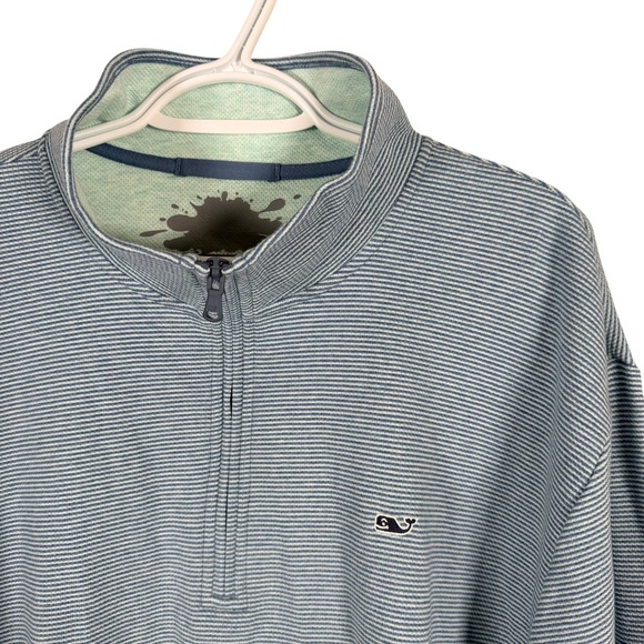 Vineyard Vines Other - Vineyard Vines 1/4 Zip Pullover Sweater Whale Logo Mens 2XL Blue Striped read